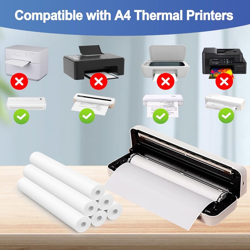 Potanro Thermal Printer Paper A4 Printing Paper Quick-dry Thermal Paper 8.3''x11'' Thermal for Portable Printer(6 Rolls) - Image 4